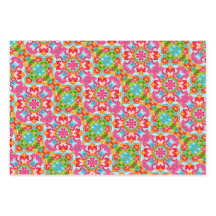 Rosa, Grönt, blått, Orange och vit Mönster