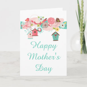 Rosa & Grönt Blommigt MorsdagsKort Kort
