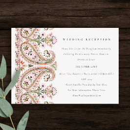 Rosa Grönt Blommigt Paisley Motif Wedding Receptio Tilläggskort