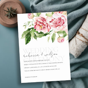 ROSA GRÖNT BLOMMIGT VATTENFÄRG BRÖLLOP