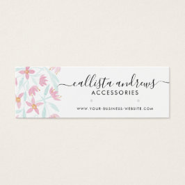 Rosa Grönt Blommigt Vattenfärgsavläsning Visning f Litet Visitkort