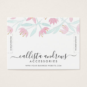 Rosa Grönt Blommigt Vattenfärgsbracelet Visning Visitkort