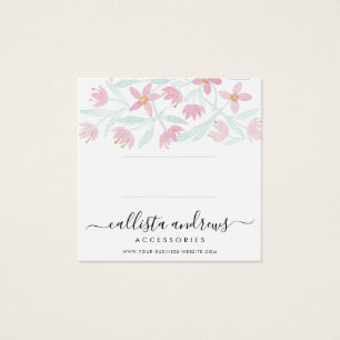 Rosa Grönt Blommigt VattenfärgshårklippsVisning Fyrkantigt Visitkort