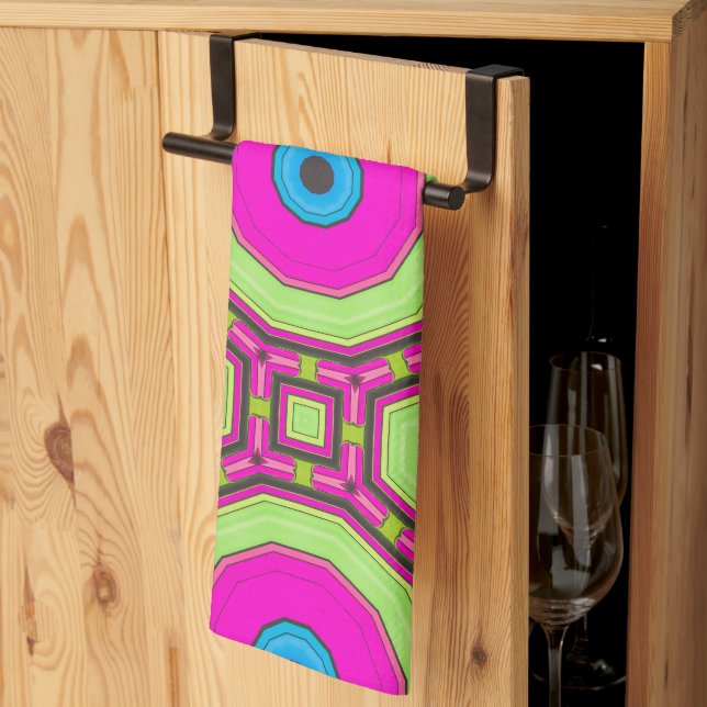 Rosa Grönt Blue Abstrakt Kökshandduk (Thirds Fold)