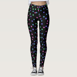 Rosa Grönt Blue Lila Stars Mönster Leggings