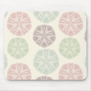 Rosa grönt blue pastel färg mandala mönster musmatta