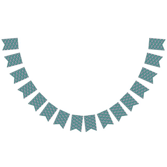 Rosa Grönt Blue Teal Stars Modern design Vimplar (Alla)