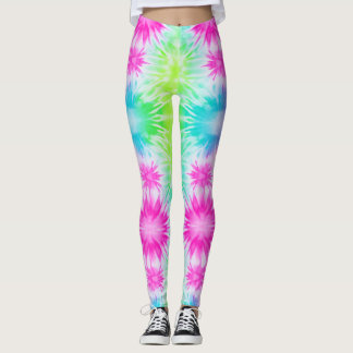Rosa Grönt Blue Tie Dye Leggings