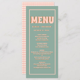 Rosa Grönt Bold Groovy Typography Bröllop Menu Meny