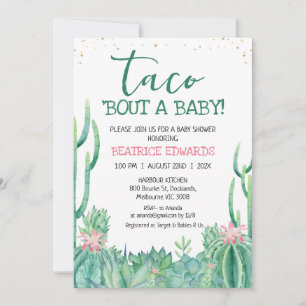 Rosa Grönt Cactus Taco 'Bout A Baby Baby Shower Inbjudningar