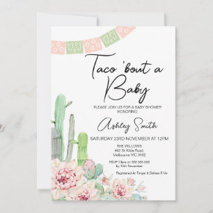 Rosa Grönt Cactus Taco om en Baby-babystötare Inbjudningar