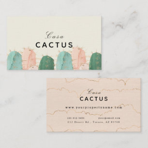 Rosa & Grönt Cactus Vacation Rises Airb Visitkort