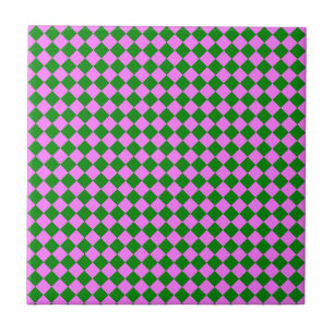 Rosa Grönt Checker Diamond Mönster Kakelplatta
