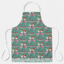 ROSA & GRÖNT CHRISTMAS FLAMINGOS MED ORNATIONER