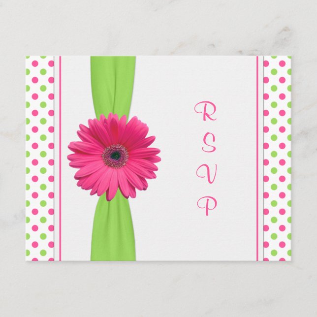 Rosa Grönt Daisy Polka punkt Bat mitzvah OSA kort (Framsida)