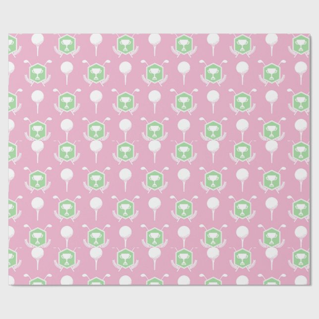 Rosa & Grönt Damgolfslinga Presentpapper (Platt)