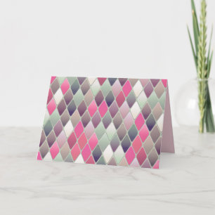 rosa grönt diamant pastel hälsning-kort kort