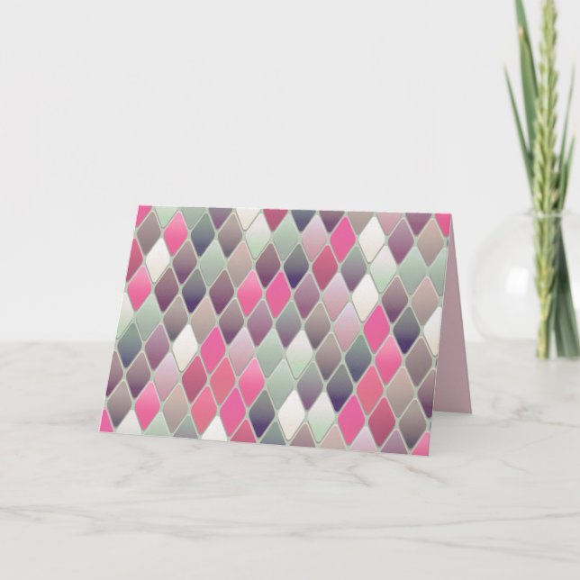 rosa grönt diamant pastel hälsning-kort kort (Framsida)