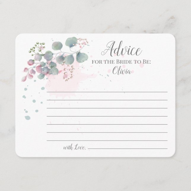 Rosa Grönt Eucalyptus Råd till briden som ska (Framsida)