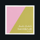 Rosa Grönt Geometric Färg Block Bat mitzvah Pappersservett<br><div class="desc">Modern Rosa och Moss Grönt Färg Blockera Bat mitzvah blöjor</div>