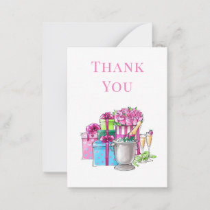 Rosa Grönt Gifts Champagne Glass Anteckningskort