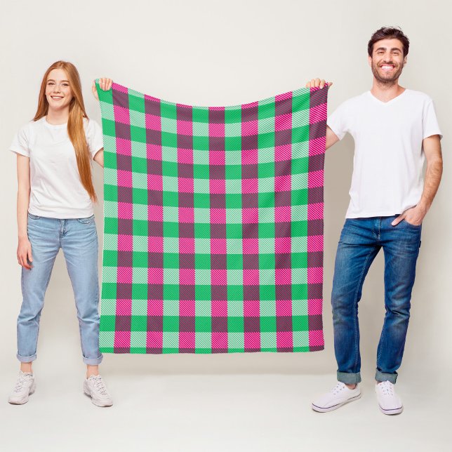 Rosa Grönt Gingham Check Design Fleecefilt (Skapare uppladdad)