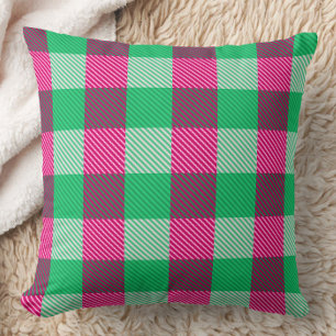 Rosa Grönt Gingham Check Design Kudde