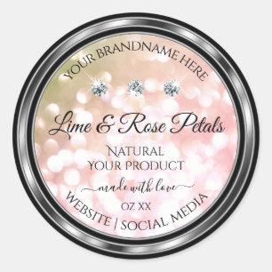 Rosa Grönt Glitter produktetiketter Diamonds Silve Runt Klistermärke