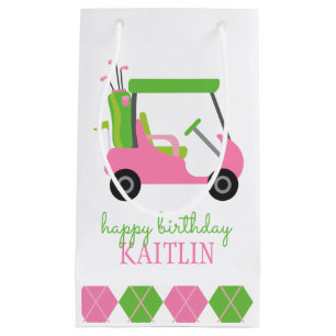 Rosa & Grönt Golf Cart Personlig Gift Bag