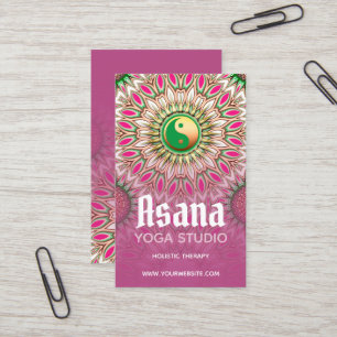 Rosa Grönt Guld YinYang Holistic Energy Yoga  Visitkort