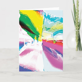 Rosa Grönt Gult Blåvit Surrealistisk blomma C Kort