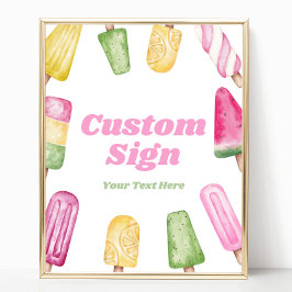 Rosa Grönt Gult Popsicle Party Anpassningsbar Bord Poster
