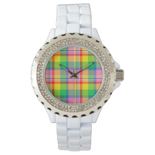Rosa Grönt Gult Tartan Play Design Armbandsur