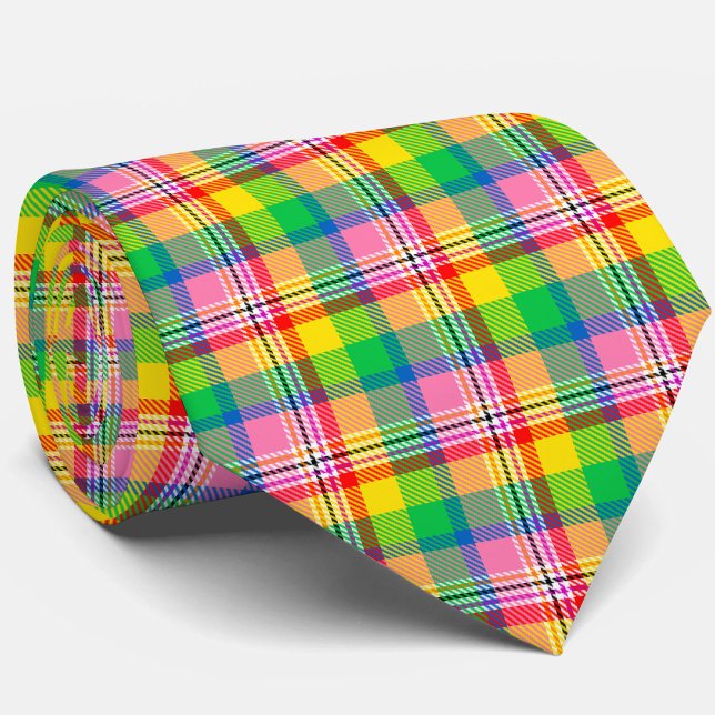 Rosa Grönt Gult Tartan Play Design Slips (Skapare uppladdad)