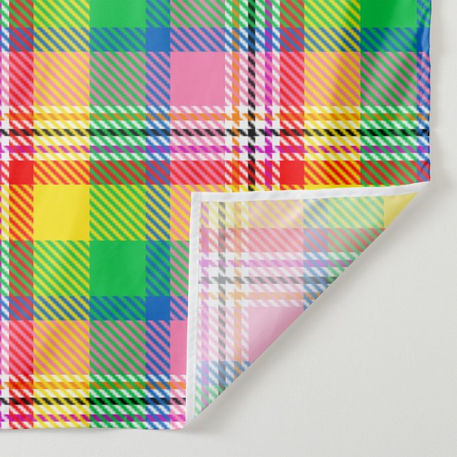 Rosa Grönt Gult Tartan Play Design Tyg (Skapare uppladdad)