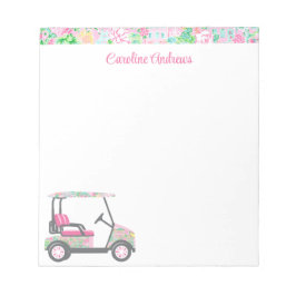 Rosa & Grönt Handflatan Beach Golf Cart Personlig Anteckningsblock