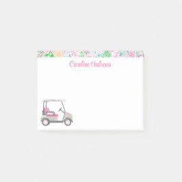 Rosa & Grönt Handflatan Beach Golf Cart Personlig Post-it Block