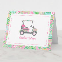 Rosa & Grönt Handflatan Beach Golf Cart Personlig