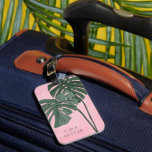 Rosa Grönt Handflatan Löv Personlig Bröllop Initia Bagagebricka<br><div class="desc">Rosa Grönt Handflatan Löv Personlig Bröllop Initialer</div>