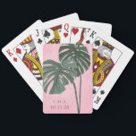 Rosa Grönt Handflatan Löv Personlig Bröllop Initia Casinokort<br><div class="desc">Gör spelnatten extra speciell med våra Rosa Grönt Handflatan Personlig Bröllop Löv spelkort! Elegant handflatan löv-designen i mjuk rosa och grönt ger en tropisk beröring, medan personlig initialer gör dessa kort till en minnesvärd keepé. Perfekt för att lägga till ett unikt och personligt inslag till din bröllopsmottagning eller möhippa. Njut...</div>