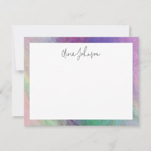 Rosa Grönt HoloGraph Modern Flat Note Card Anteckningskort