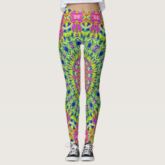 Rosa/Grönt Kaleidoscope Burst Leggings