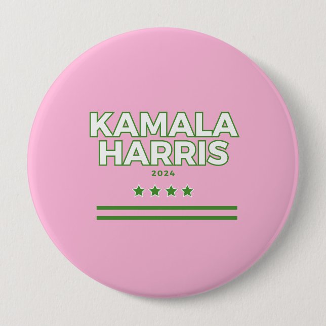 Rosa & Grönt Kamala Harris Button Knapp (Framsida)