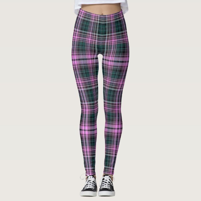 Rosa/Grönt Kammusslor Leggings (Framsida)