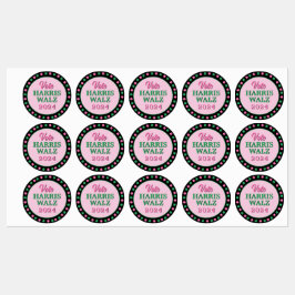 Rosa Grönt Klöver 2024 Vote Harris Walz Klistermärke