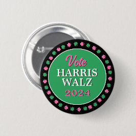 Rosa Grönt Klöver 2024 Vote Harris Walz Knapp