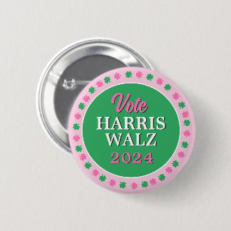 Rosa Grönt Klöver 2024 Vote Harris Walz Knapp