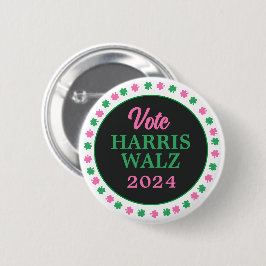 Rosa Grönt Klöver 2024 Vote Harris Walz Knapp