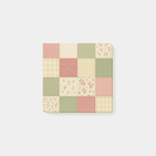 Rosa Grönt Lapptäcke Rustik Bondgård Blommig Post-it Block