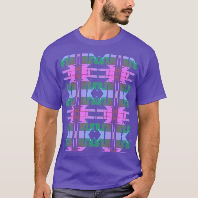 Rosa Grönt Lavender Tribal Art Small Tiles Design T Shirt (Framsida)